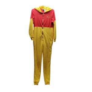 Disney Winnie the Pooh Hooded Jumpsuit XS Cozy Red/Yellow Pajamas